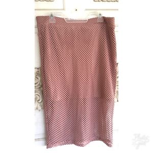 Nude pink fishnet skirt